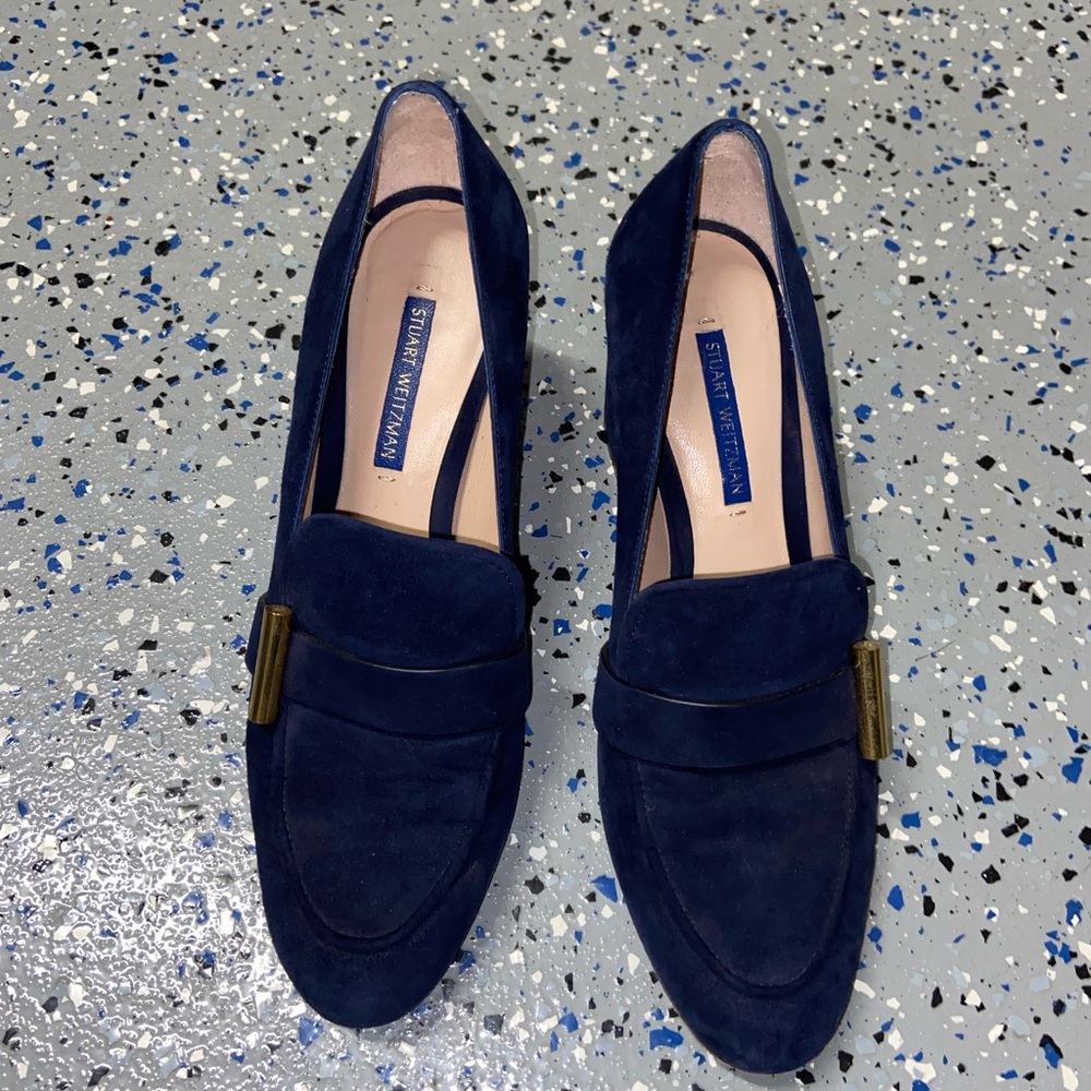 Stuart Weitzman Deep Blue Suede Loafers